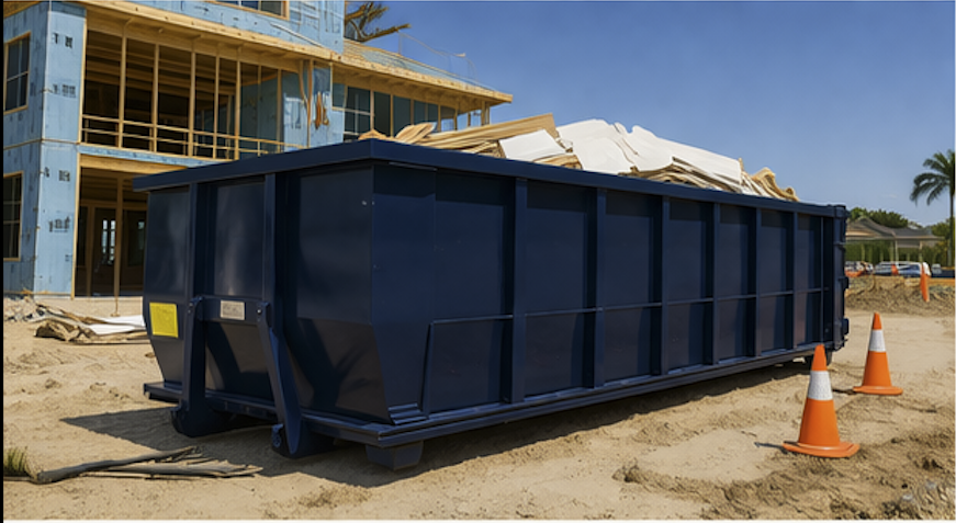Commercial construction dumpster rental at job site in Ocala FL