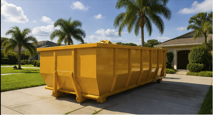 Affordable residential dumpster rental on driveway in Ocala FL