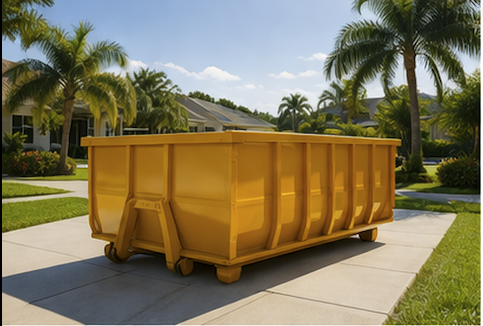 Residential roll-off dumpster rental on driveway in Ocala FL